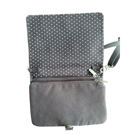 Thirty-One 31 Double Up Crossbody Purse Charcoal Gray Swiss Dot City NWOT - Picture 7 of 11